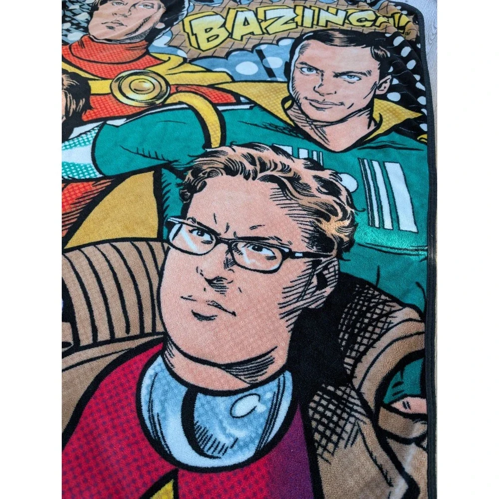 RARE PRINT ~ 2013 The Big Bang Theory ~‎ TV Show Cast Throw Blanket ~ 46X60